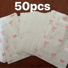 50入蝴蝶結圖案派對禮品袋 優雅紙製禮品袋 適用婚禮、新娘婚前派對、生日 - 彩色 - 查看 9