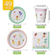 Watercolor Fairy Disposable Plate, Napkin, Cup Set, Plates, Napkins And Cups Party Supplies, Serves 8 Guests, Disposable Paper Plates Party Tableware Suitable For Birthday, Wedding, Theme Party, Family Picnic - Multicolor - View 6