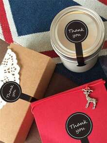 500pcs Handmade Lollipop Baking Stickers, Thank You Labels Sealing Stickers Suitable For Cake Boxes/Jars/Coffee Cups/Bottles, Self-Adhesive Bread Stickers, Gift Packaging Tamper-Evident Sealing Labels - Black and White - View 7