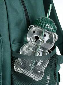 Custom Name Cute Bear Straw Cup With Lid & Straw | Plastic, Reusable, Personalized Gifts, Honeybear Cup, Cute Mugs Bears Sippy Cups, Ideal For Hot And Cold Drinks, Coffee, Wine, Juice, Smoothies, Boba, Birthday Gift, High Aesthetic Value, Party Drinkware, Valentine'S Day, New Year Gift, Exquisite Creative Gift, Ramadan Gift (Candy Cane Stripes) - Multicolor - View 4