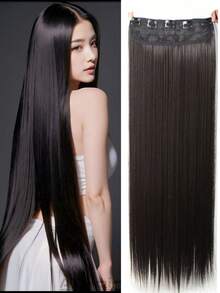 5pcs Straight/Wavy V-Shaped Hair Clips, Black Hair Extensions With 5 Clips For Daily Use - Multicolor - View 16