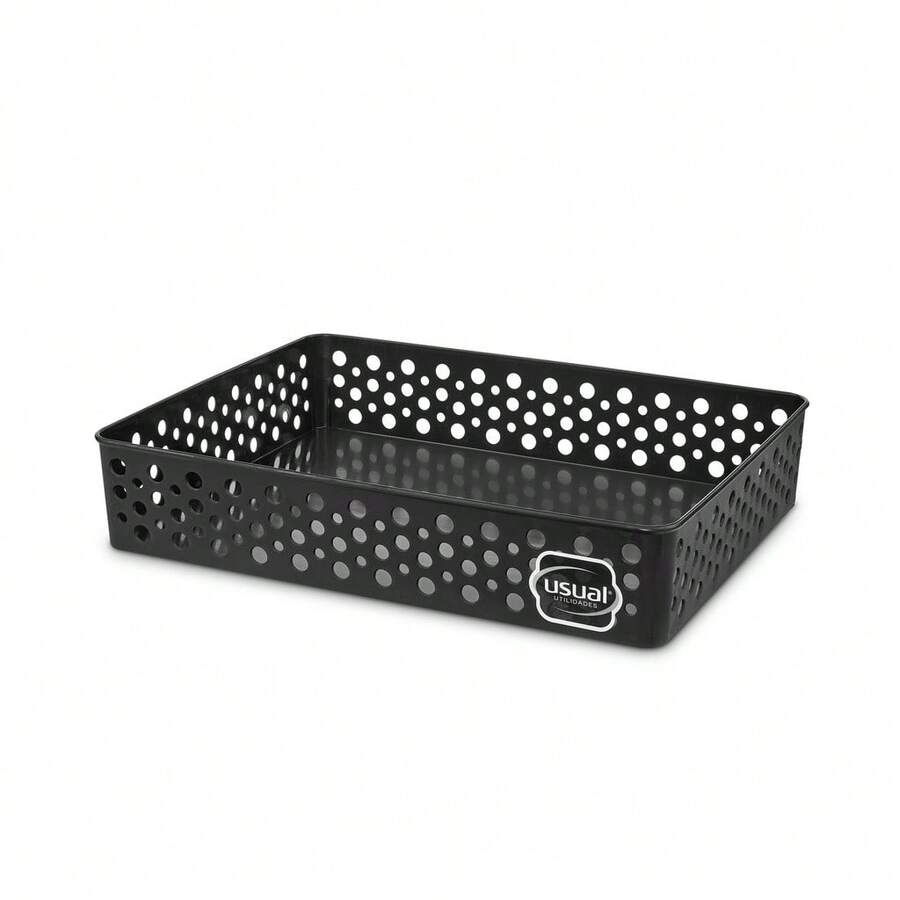 Set Of 6 Large Organizer Baskets (34x25 Cm) Multipurpose Ideal For Drawers And Cabinets - Black - View 1