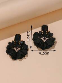 花朵和水钻装饰耳环 情人节、妈妈、母亲、母亲节、礼物 - 米色 - 查看 7