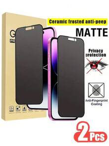2pcs Full Coverage Matte Anti-Spy Screen Protector, Frosted Privacy Film, 9H Upgraded Edge Protection, Anti-Peeling, Anti-Scratch, Easy Installation, Bubble-Free, Compatible With IPhone 17/17 Pro/17 Pro Max/17 Air/16 Pro Max/16 Plus/15 Pro Max/14/13/12/11 Series - Black - View 18