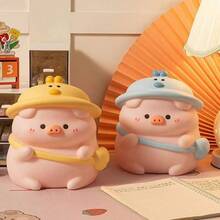 1pc Large Capacity Piggy Bank Backpack, Shock-Resistant Ceramic Coin Bank, INS Style - Blue - View 6