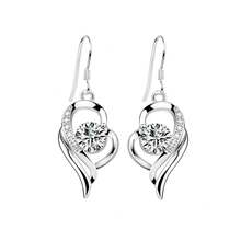 Pendientes de corazón azul de plata esterlina 999 para mujeres al por mayor, nicho rosa, pendientes de plata esterlina de alta gama europeos y americanos. - Blanco - Ver 1