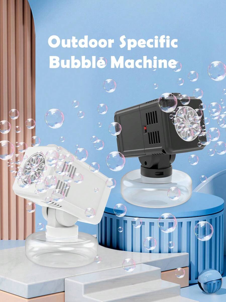 Máquina de burbujas de escritorio automática de alta capacidad, juguete de burbujas de agua para exteriores, máquina de burbujas de escritorio ajustable, máquina de burbujas como regalo de cumpleaños para niños (baterías y líquido de burbujas no incluidos) - Multicolor - Ver 1