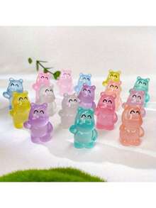 10/20/30Pcs Mini Resin Hippopotamus Miniature Figures, Luminous Mini Resin Figures Tiny Animal Model Glow In The Dark Small Animals For Craft Landscape Garden Home Decoration(Random Color) - Multicolor - View 11