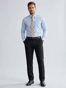 Men's Slim Fit Dress Pants, Suit Pants, Formal Tailored Pants, Executive Work Pants, Thin Polyester - 黑色 黑色 - 查看 2