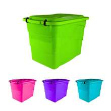 Caja organizadora De Clip Plástica Multiusos 20 Litros, Caja de almacenamiento de plástico para habitaciones, cocina, baño - Azul menta - Ver 4