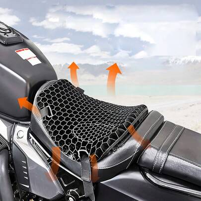 Universal Motorcycle Gel Seat Cushion 3D Honeycomb Shock Absorbing Pad, Comfortable For Long Rides