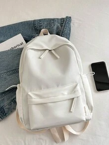 1个尼龙拉链书包，适合青少年，韩版原宿风ulzzang背包，简约时尚，百搭校园ins风背包 - 彩色 - 查看 9