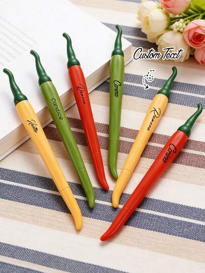 1/5/10 Pcs Custom Gel Pens With Personalized Name Labels; Creative Chili-Shaped Gel Pens; Custom Fun Nurse Pens; Customizable Couple Pens; Teacher Pens; Smooth-Writing Ballpoint Pens; Engraved Business Ballpoint Pens; Suitable For Birthday Gifts, Teacher's Day, Office Use; Ideal As Creative Gifts For Him/Her, Student Supplies, Employee Gifts, Back-To-School.