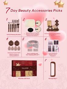 MAANGE Bộ quà tặng Giáng sinh 15/18/19/49 món bao gồm cọ trang điểm, bông mút trang điểm, mi giả, dụng cụ uốn mi, khăn mặt, bát rửa cọ trang điểm, hộp đựng, túi đựng, dây buộc tóc, dụng cụ uốn mi và các phụ kiện trang điểm khác, quà tặng Giáng sinh cho bé gái, bộ cọ trang điểm du lịch, quà tặng phụ kiện mỹ phẩm cho bạn bè - Nhiều màu - Xem 9