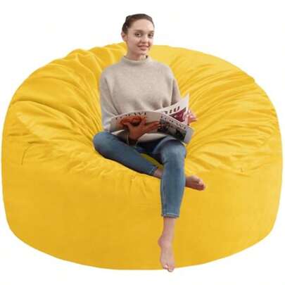 CZKQ SIMFLAG 3FT Bean Bag Chair Memory Foam Filling Bean Bag Chairs with Velvet Cover Removable and Machine Washable Cover Giant Bean Bag Chair for Adult-Lemon