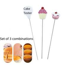 3pcs/6pcs 304 Stainless Steel Cake Tester Needles, Baking Cookies Doneness Probe, Cake Testing Tool - Multicolor - View 2