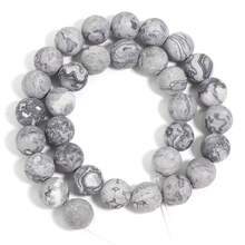 1pc Natural Stone Map Beads, Matte Finish, Assorted Sizes 4/6/8/10/12mm, Suitable For DIY Bracelet, Necklace, Jewelry Making, Accessories - map stone - View 9