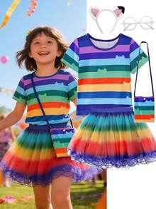 Girls' Shirt Dress Set, Birthday Party Outfit - Color - View 1