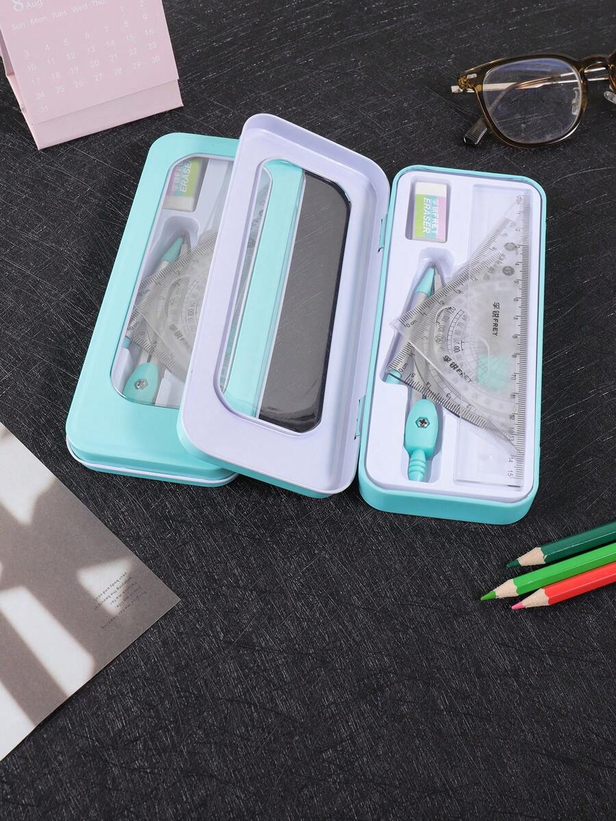 1 Set Of Student Drawing Stationery, Compass And Ruler, Triangle Ruler, Eraser, Drawing Learning Set, Back-To-School Season Essentials Drawing Tools, Gift For Friends - Sets - View 1