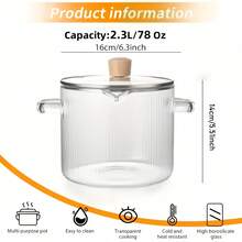 2pcs Set (Pot Body + Lid) Transparent Glass Pot, Rice Bowl, Soup Bowl With Lid, Cooking Utensils - Suitable For Induction Cooktop, Oven, Soup Pot, Stew Pot, Rice Cooker, Milk Pot - , Heat-Resistant, Easy To Clean Household Cooking Utensils - Multicolor - View 13