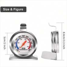 SOKANY 1pc 430 Stainless Steel Oven/Oven Thermometer, Temperature Range 50-300°C/100-600°F, High Heat Resistant Glass, Auto Sensing, Precise Measurement. Suitable For Kitchen Cooking & Baking, Essential Baking Tool Accessory. - Silver - View 4