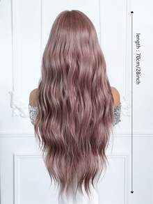 28英寸粉棕色长卷发假发 - 高温丝材质，高温丝机制，中长刘海搭配长卷发，基础款，适合所有人，女士假发，新手必备，百搭，节日美妆必备，佩戴舒适，适合日常、派对、角色扮演、节日、音乐节等场合，斋月礼物 - 粉棕色 - 查看 6