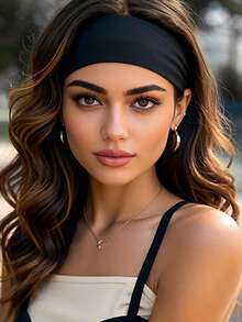 Adjustable Headband Wig - Short Wavy Shoulder Length Curly Synthetic Fiber, Non-Adhesive Comfortable For Daily Wear & Party, Heat Resistant Basic Style For Women - Multicolor - View 2
