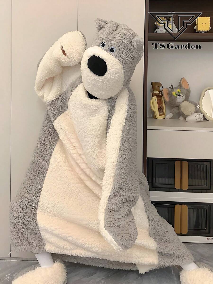 Cute Dog Nightwear Robe, Adorable Loungewear, Soft And Comfortable Pajamas, Super Warm For Spring, Autumn And Winter
