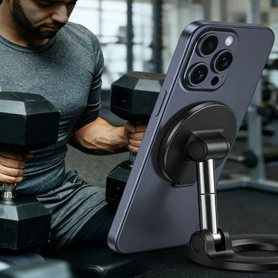 1 st dubbelsidig magnetisk telefonhållare, 360 graders rotation, magnetiskt bordsstativ, bärbar multifunktionell stark magnetisk telefonhållare