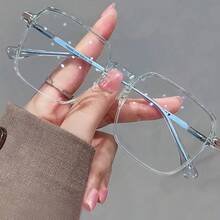 Women's Fashion  Glasses - Anti-Fatigue, Suitable For Computer, TV, Gaming, And Phone Use, Transparent Lenses With Fashionable Square Frame - xám - Xem 2