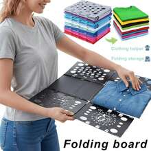 1Pcs Lazy Folding Board, Quick Clothes Storage And Organization Rack, Durable Plastic, With Colorful Geometric Patterns, Space-Saving Design, Efficient Clothes Organization, Suitable For Laundry Room Accessories, Beautiful Organization Of Family Clothes, Convenient To Carry, Quick Folding Of Clothes Saves Time And Is Convenient - Multicolor - View 2
