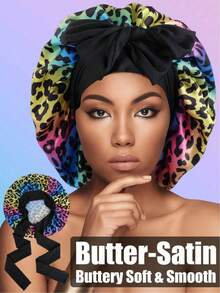 قبعة نوم/قبعة مكياج من الشريط المطاطي المبطن بالساتان للنساء، مناسبة للاستخدام اليومي، قبعة نوم مناسبة للضفائر والتجعيد، قبعة نوم ساتان كبيرة الحجم مع سحاب مطاطي - متعدد الألوان - مشاهدة 7