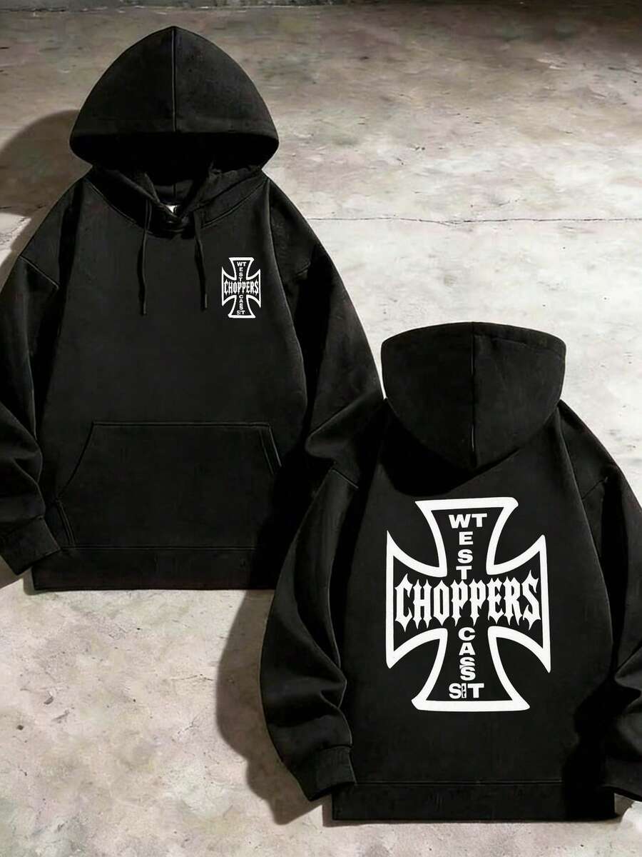 Hooded Sweatshirt Men, Loose And Breathable, Walking In Park - Black - View 1