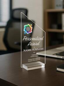 1pc Customized Acrylic Retirement Appreciation Plaque, Can Customize Logo And Text, Suitable As Thank You Gift For Boss, Manager, Teacher, Colleague, Appreciation Trophy - Multicolor - View 2