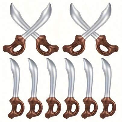 10把充气骷髅刀，PVC材质充气剑，适用于派对、游戏、活动、舞台表演、拍照道具、服装配饰、主题派对、生日礼物