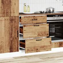 vidaXL Küchen-Unterschrank Lucca in Altholz-Optik aus Holzwerkstoff - Gelb - Übersicht 3