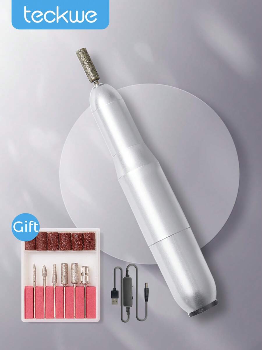 Teckwe 专业电动美甲钻套装、指甲锉套装、指甲修剪套装、家用及美甲沙龙专用指甲锉套装、指甲抛光打磨工具、电动指甲抛光机、指甲研磨工具、美甲沙龙专属 - 查看 1