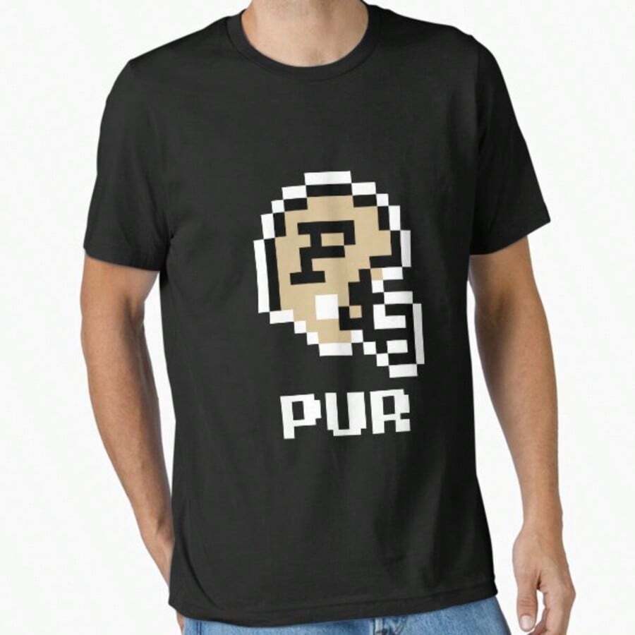 Purdue University Boilermakers (Tecmo SuperBowl Football Helmet) Essential T-Shirt - 黑色 - 查看 1