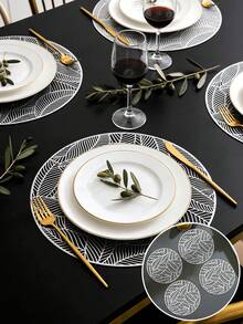1-200 Peças Sousplat Minimalista Dourado de PVC, Lavável, Fácil de Limpar, Limpo com Pano, Antiderrapante, Jogos de Mesa de Jantar, Doce Nostalgia, Sousplat Elegantes, Aparelho de Mesa, Tapete de Cozinha e Jantar, Decoração de Casamento e Feriados - Multicolorido - Visão 14