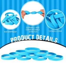 100 Pcs Solid Color Rubber Wristbands Rubber Bracelets Silicone Wristbands Sports Bracelets Bulk Adult Wrist Bands For Event Women Men Party Decorations(Sky Blue) - 天藍 - 查看 4