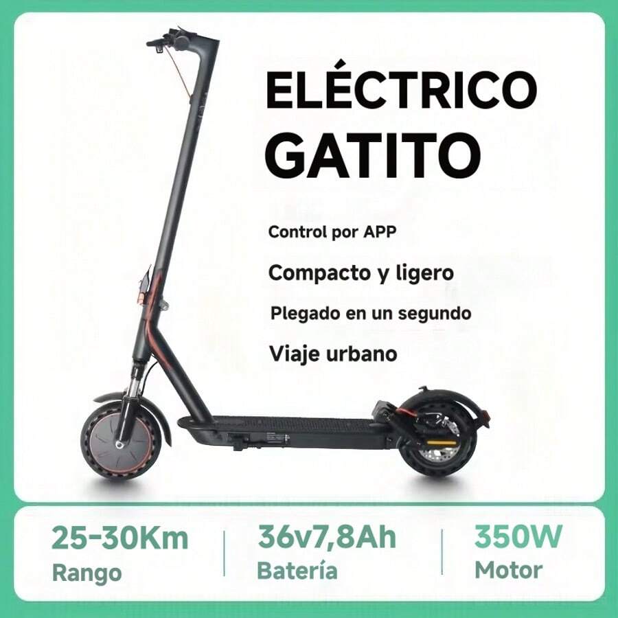 Patinete eléctrico H2 BLACK 10 | Motor de 350 W, batería de 7,8 AH, neumáticos sólidos antideslizantes de 10 pulgadas, batería de larga duración, 3 modos, velocidad máxima de 25 mph, absorción de impactos delantera y trasera, freno trasero electrónico + freno mecánico, plegable, altura ajustable, marco de aleación de aluminio. - C - Ver 1