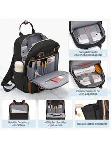 Mochilas para Mujer Laptop 15.6 Pulgadas Mochila para Laptop con USB Puerto para Viaje, Trabajo, Universitario, Negocios, Negro y marrón,41118634 - Marrón Mocha - Ver 2