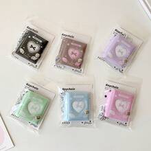 1 Piece Of Leopard Print Series Wings Bow Fish Cake Pattern Girl Heart Cartoon 2-Inch Pendant Small Photo Album, Student Bow Star Chasing ID Photo Card Album Storage Book - Wings Album - View 6