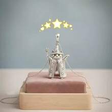 1件复古银色女巫帽猫咪吊坠项链，精致猫咪项链，派对饰品，生日礼物 - 銀色 - 查看 1