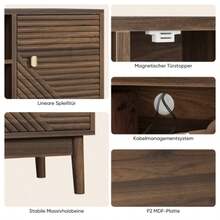 110 Cm TV-Ständer, Mid-Century Modern TV-Ständer Für 32/45 Zoll Fernseher, Entertainment-Center Mit Stauraum, Medienkonsolentisch Für Wohnzimmer Und Schlafzimmer, Walnuss - Walnut - View 2