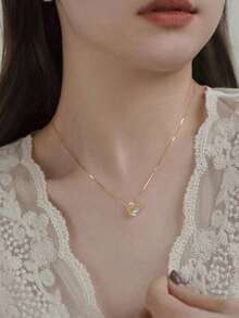 1 Pieza Collar De Cisne De Plata Pura Para Mujer Con Decoración, Moderno Y Adecuado Para Uso Diario, Regalo Del Día De San Valentín Para Novia - Plateado - Ver 2