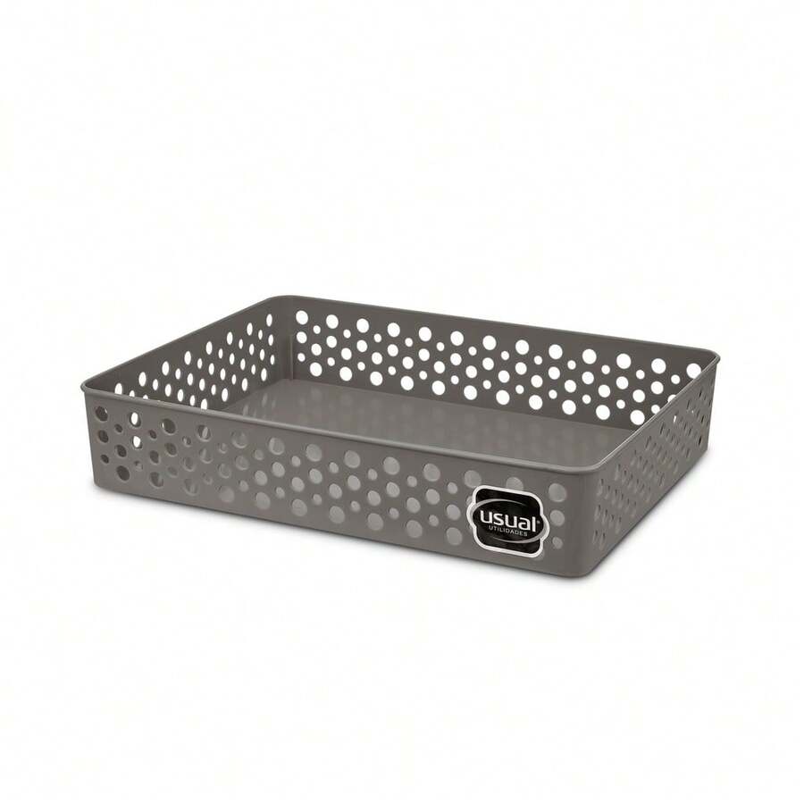 Set Of 6 Large Organizer Baskets (34x25 Cm) Multipurpose Ideal For Drawers And Cabinets - Concrete - View 1
