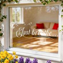 1/3pcs White Dandelion Window Clings Just Breathe Quote, Static Glass Stickers For Living Room Bedroom, Peel And Stick Vinyl Decals, Windows Anti Collision Window Decals,Spring Home Decor, Aesthetic Farmhouse - Dandelion - View 8