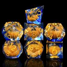 7pcs Handmade Polyhedral Pointed Edge D&D Resin Liquid Glitter Dice Set, Suitable For Pathfinder RPG, MTG Board Games - Baby Blue - View 3