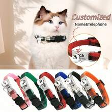 1pc Personalized Soft & Safe Adjustable Rhinestone Cat Collar With Bell, Fits Small To Medium Dogs, Cats, Kittens And Puppies, With Buckle - Multicolor - View 8